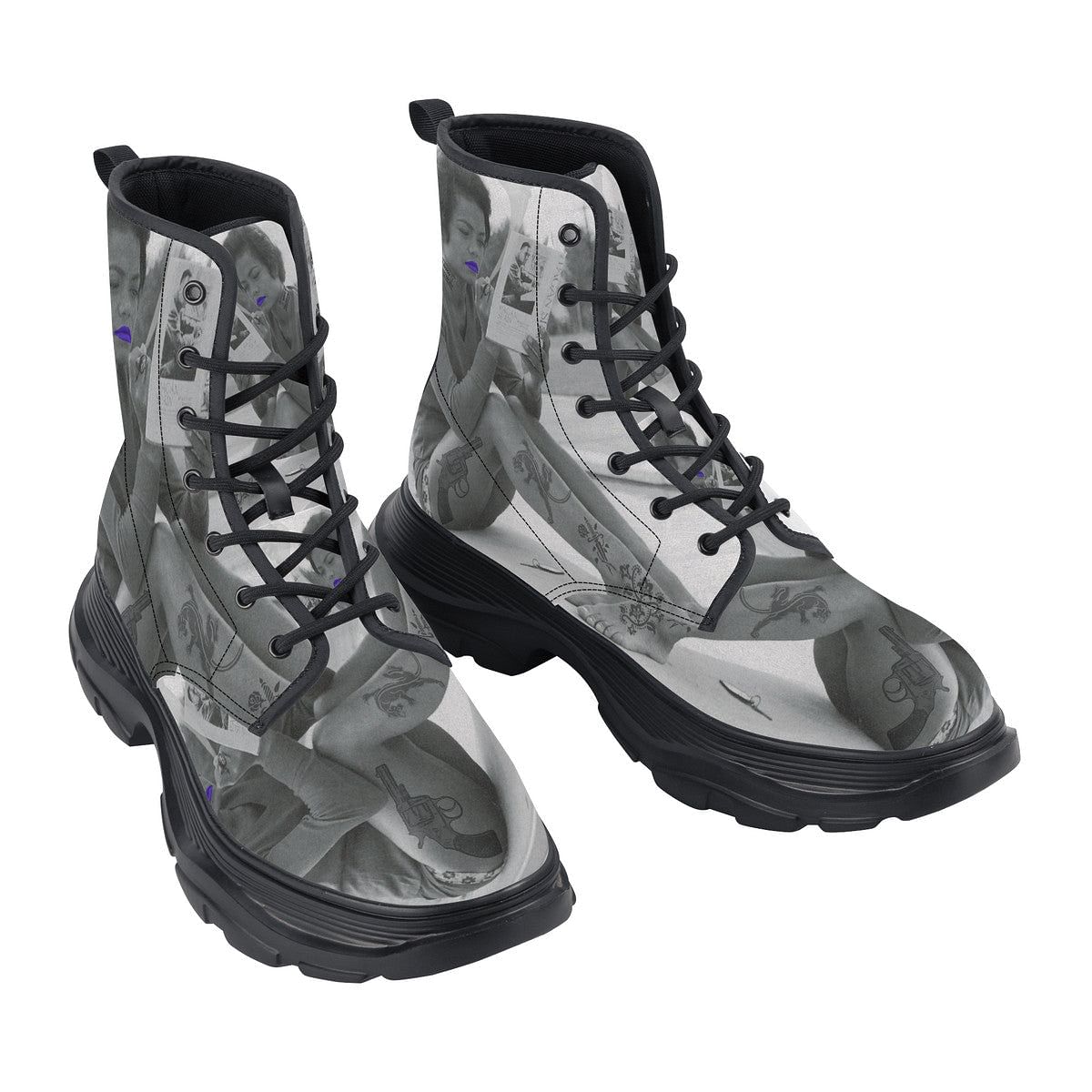 Eartha Kitt Hood Survivalist Chunky Boots