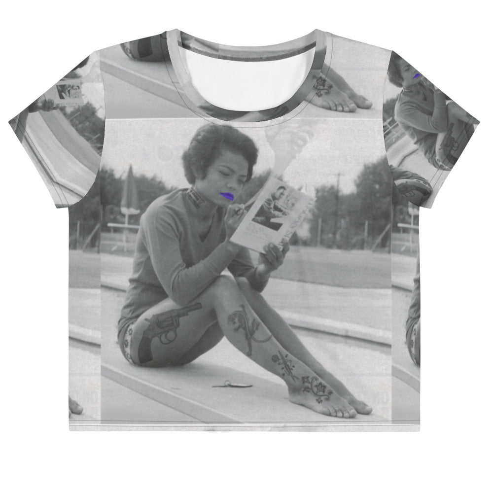 Eartha Kitt Tattoo Print Crop Tee - Hood Survivalist