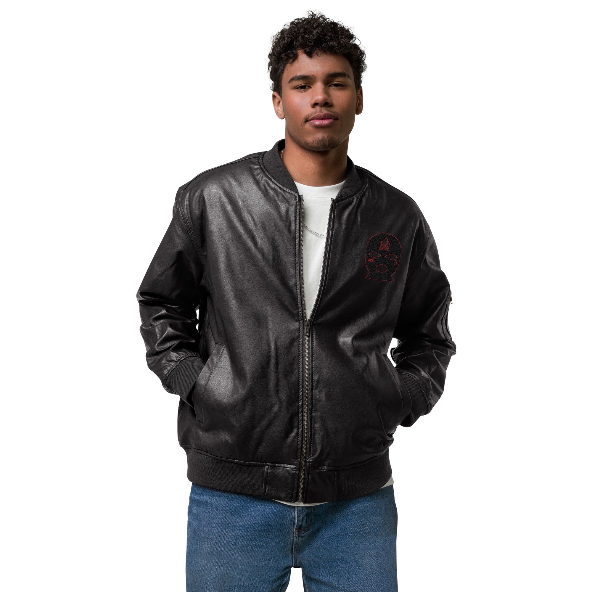 Survival Gang Survival is King Vegan Leather Bomber Jacket