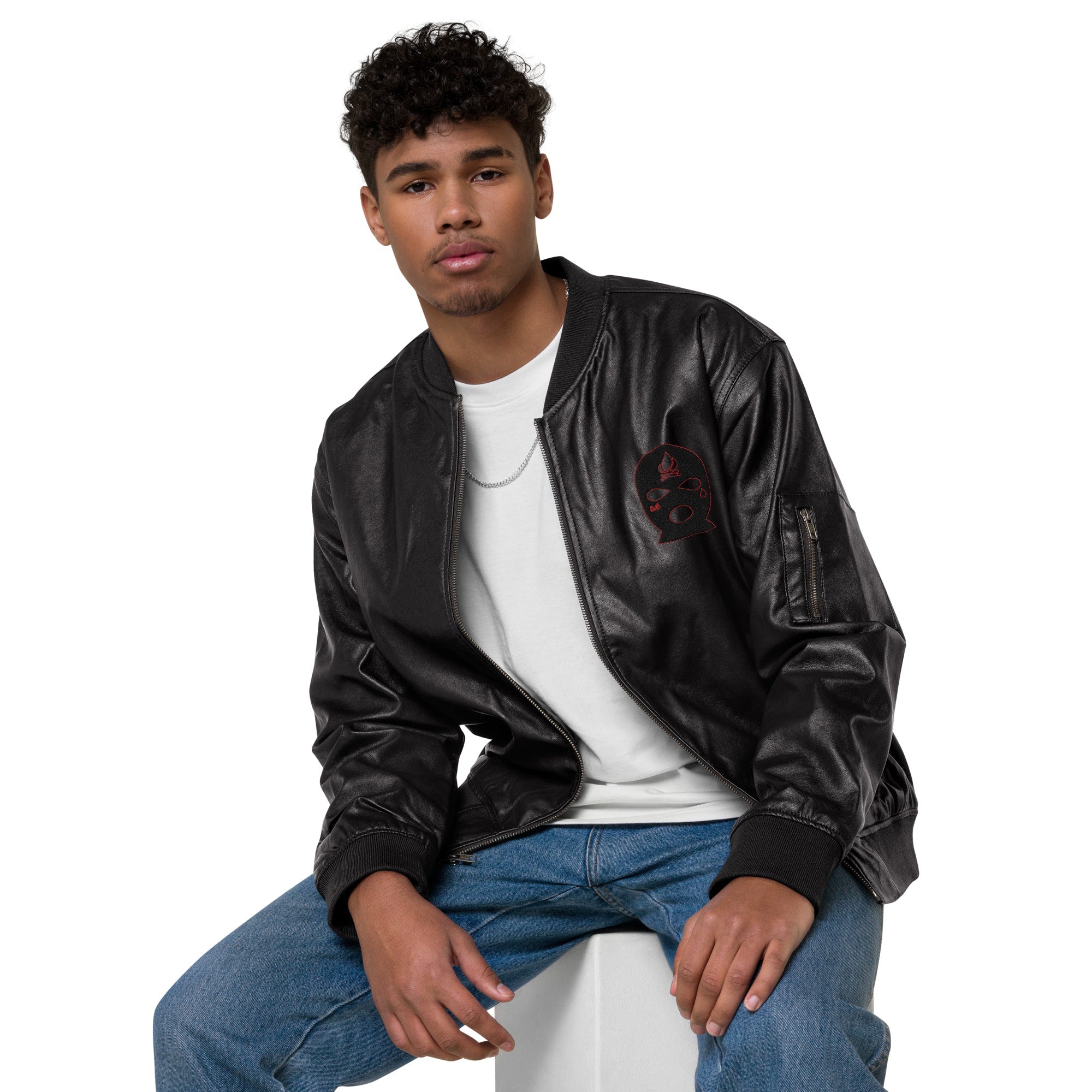 Survival Gang Survival is King Vegan Leather Bomber Jacket