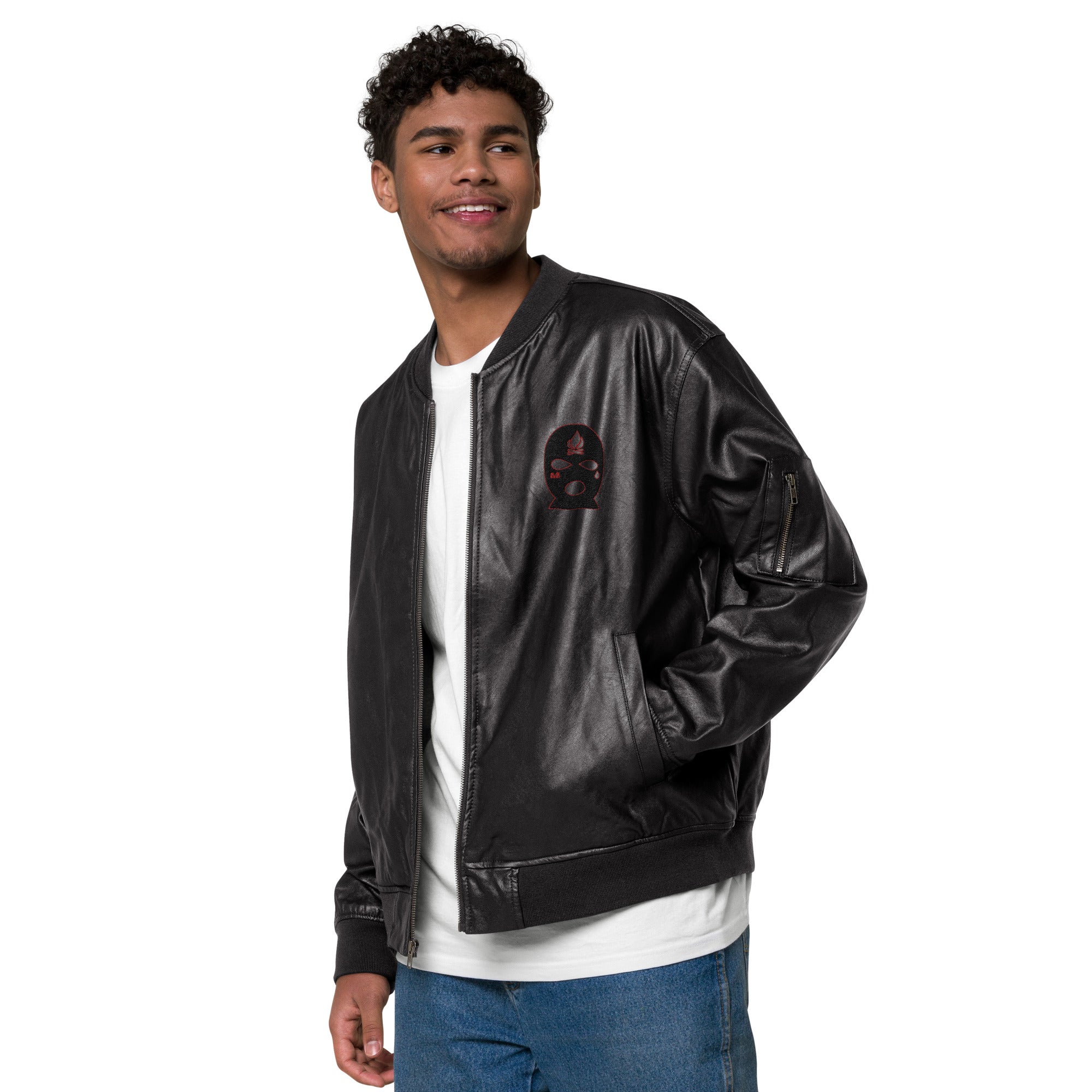 Survival Gang Survival is King Vegan Leather Bomber Jacket