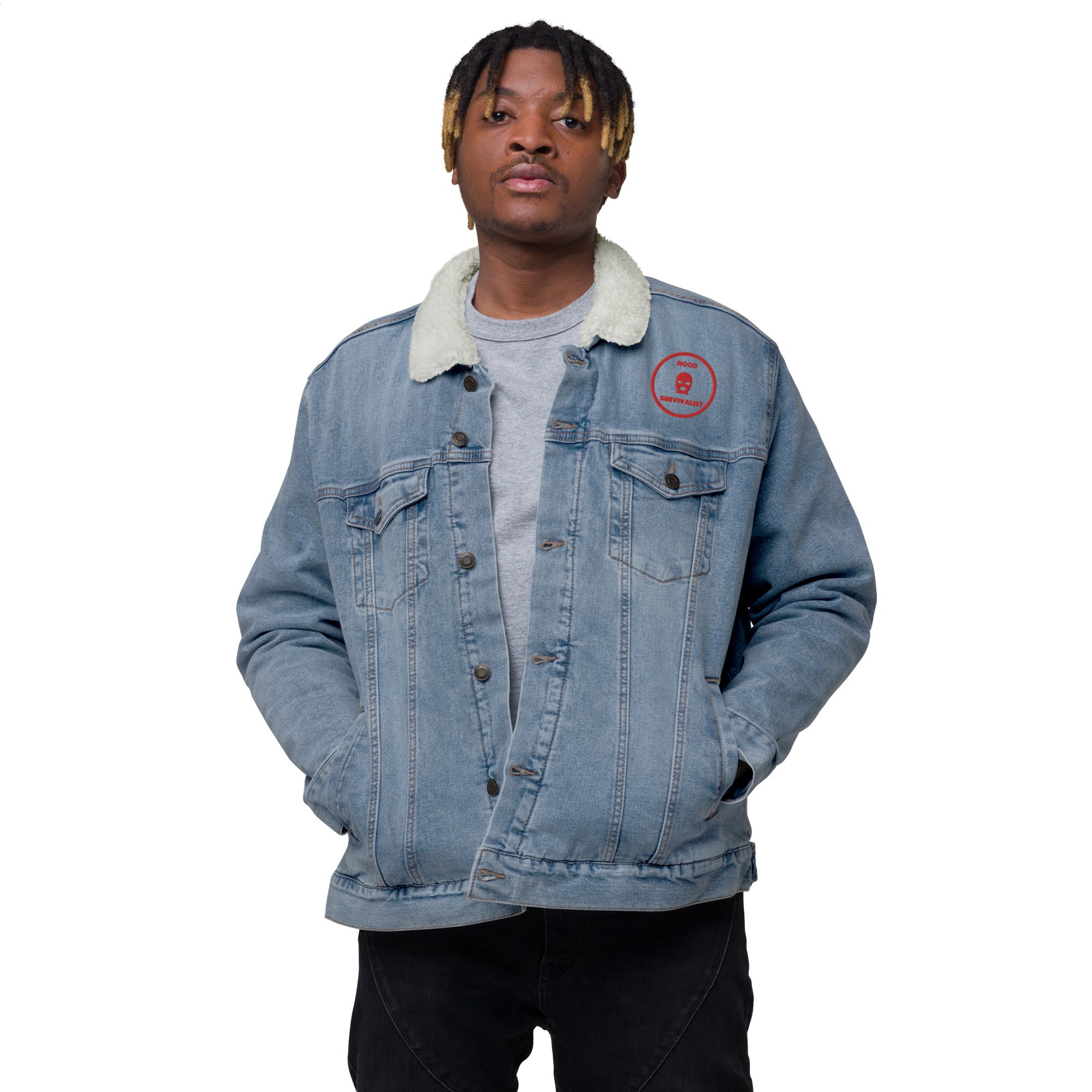 SurvivalGang Survival Is King Denim Sherpa Jacket